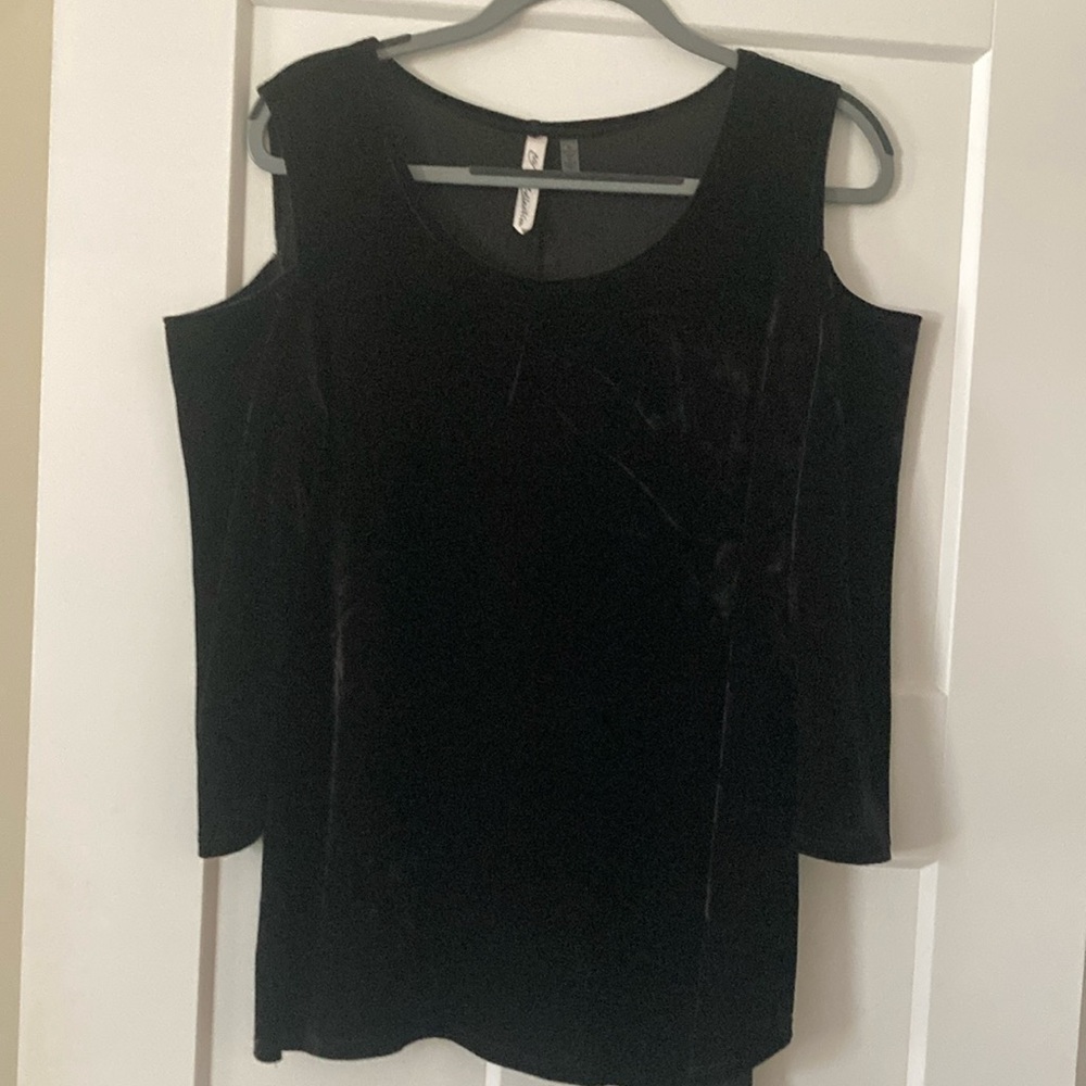 Black soft velvet blouse